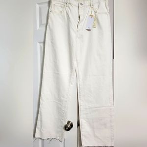 Mango white wide leg size 12 denim jeans with raw hem